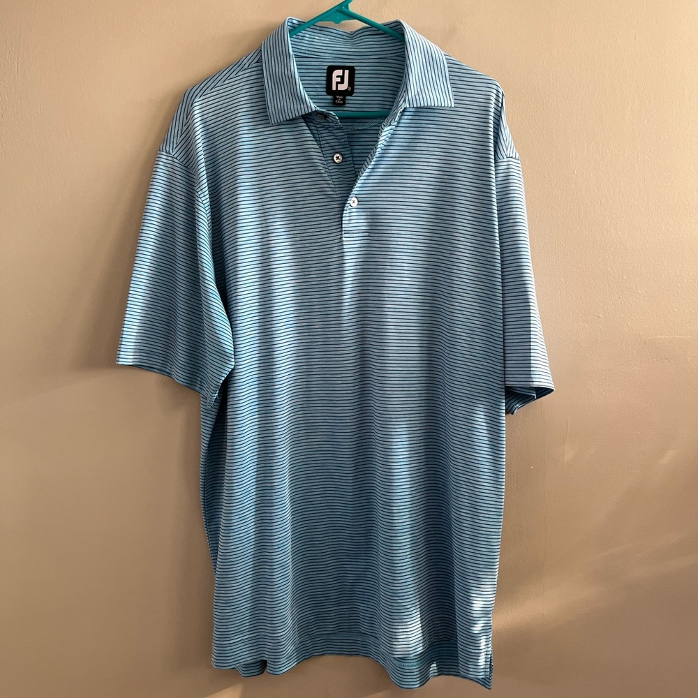 FootJoy Men's Golf Polo Blue Striped XL